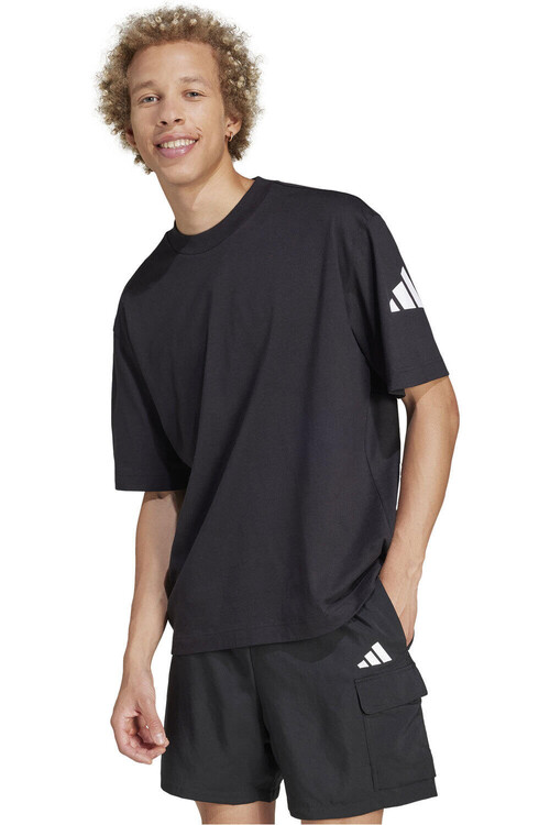 adidas camiseta manga corta hombre ESSENTIALS LOSE FIT THREE BAR NEGRO