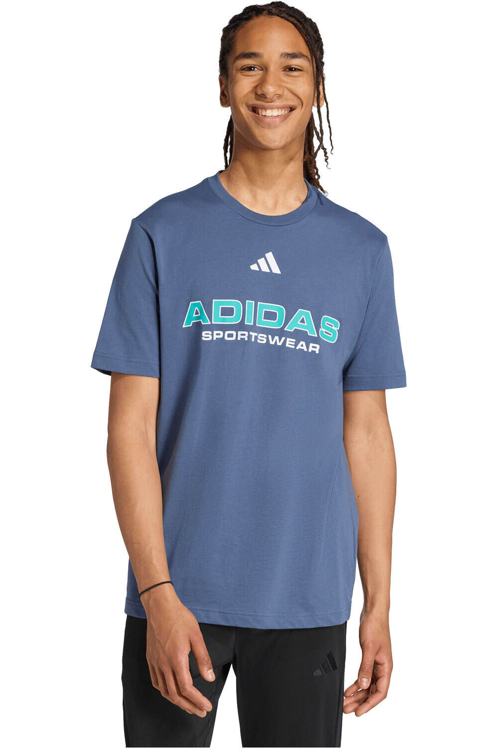 adidas camiseta manga corta hombre HOUSE OF TIRO LINEAR GRAPHIC AZUL vista frontal