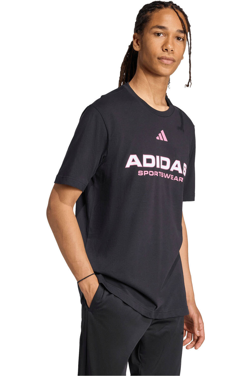 adidas camiseta manga corta hombre HOUSE OF TIRO LINEAR GRAPHIC NEGRO vista detalle