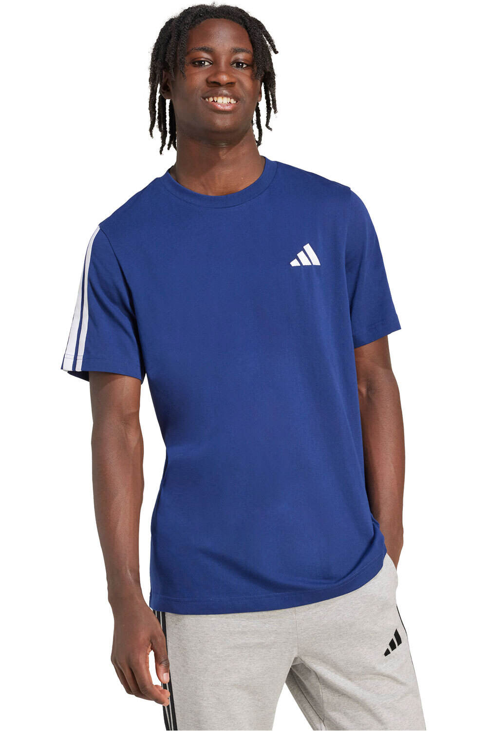 adidas camiseta manga corta hombre MEN 3-STRIPES AZUL vista detalle
