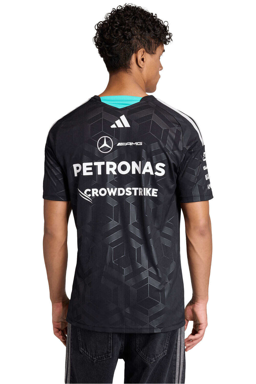 adidas camiseta manga corta hombre MERCEDES - AMG PETRONAS FORMULA 1 TEAM DRIVER NEGRO vista trasera