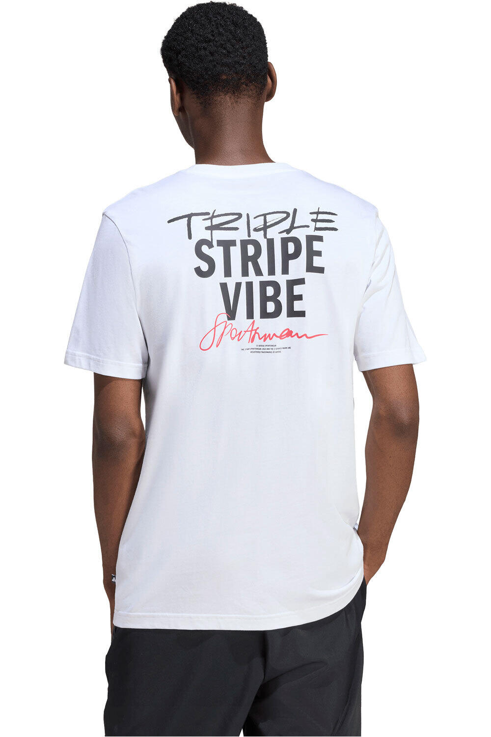 adidas camiseta manga corta hombre TRIPLE STRIPE VIBE GRAPHIC BLANCO vista trasera