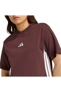adidas camiseta manga corta mujer ESSENTIALS 3 STRIPES MARRON 03
