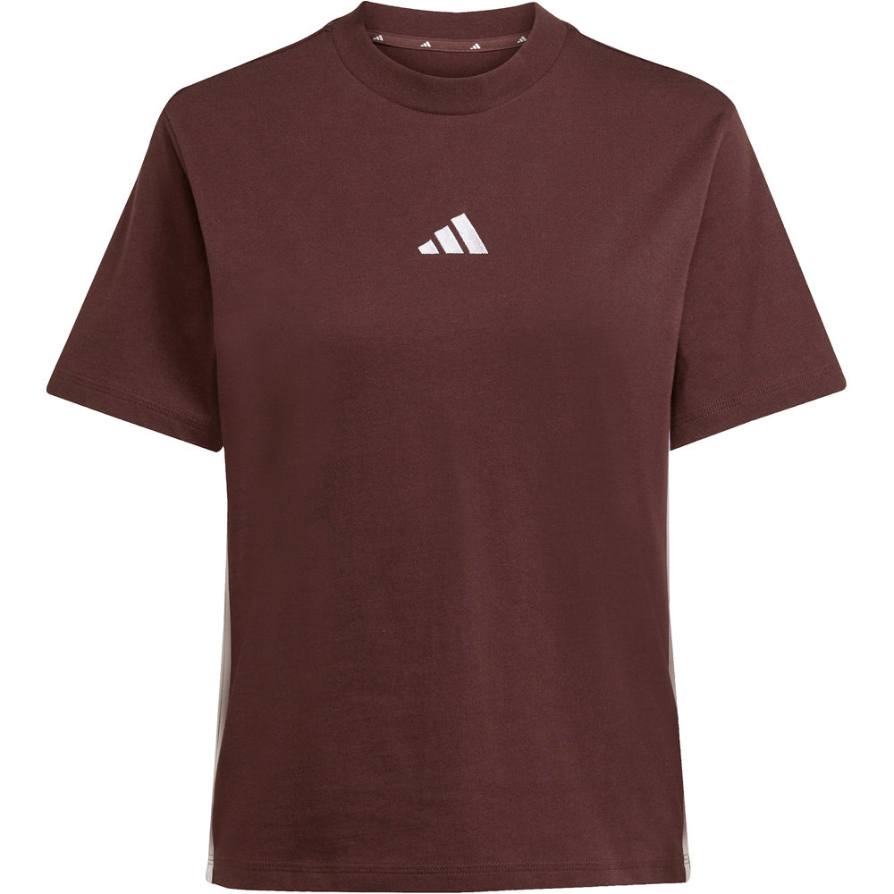 adidas camiseta manga corta mujer ESSENTIALS 3 STRIPES MARRON 05