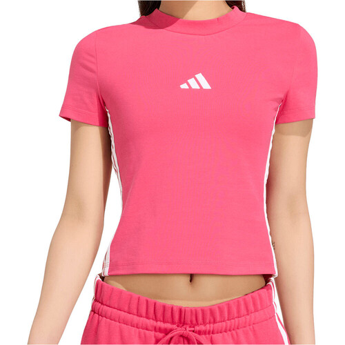 adidas camiseta manga corta mujer ESSENTIALS 3 STRIPES ROSA