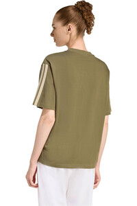 adidas camiseta manga corta mujer ESSENTIALS 3-STRIPES VERDE vista trasera