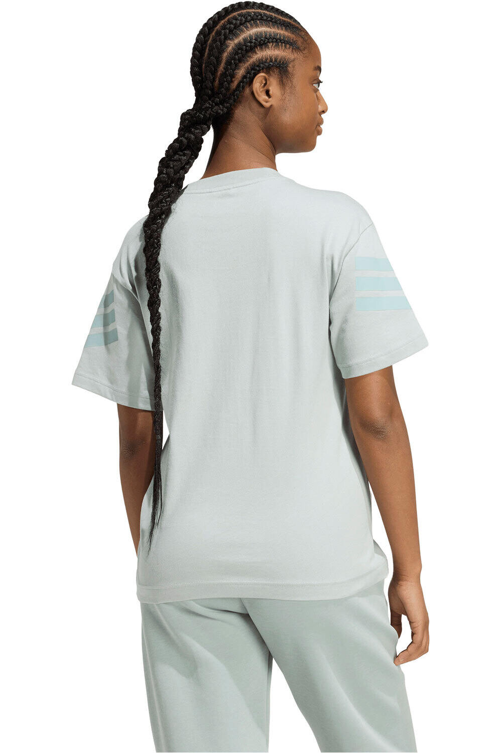 adidas camiseta manga corta mujer FUTURE ICONS 3 STRIPES AZUL vista trasera