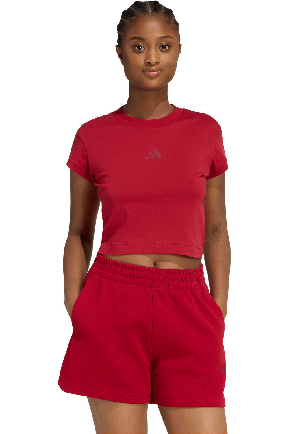 adidas camiseta manga corta mujer FUTURE ICONS SMALL LOGO AZUL vista frontal