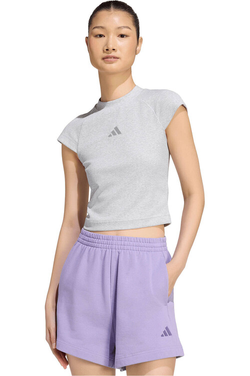 adidas camiseta manga corta mujer KIT SMALL LOGO GRIS