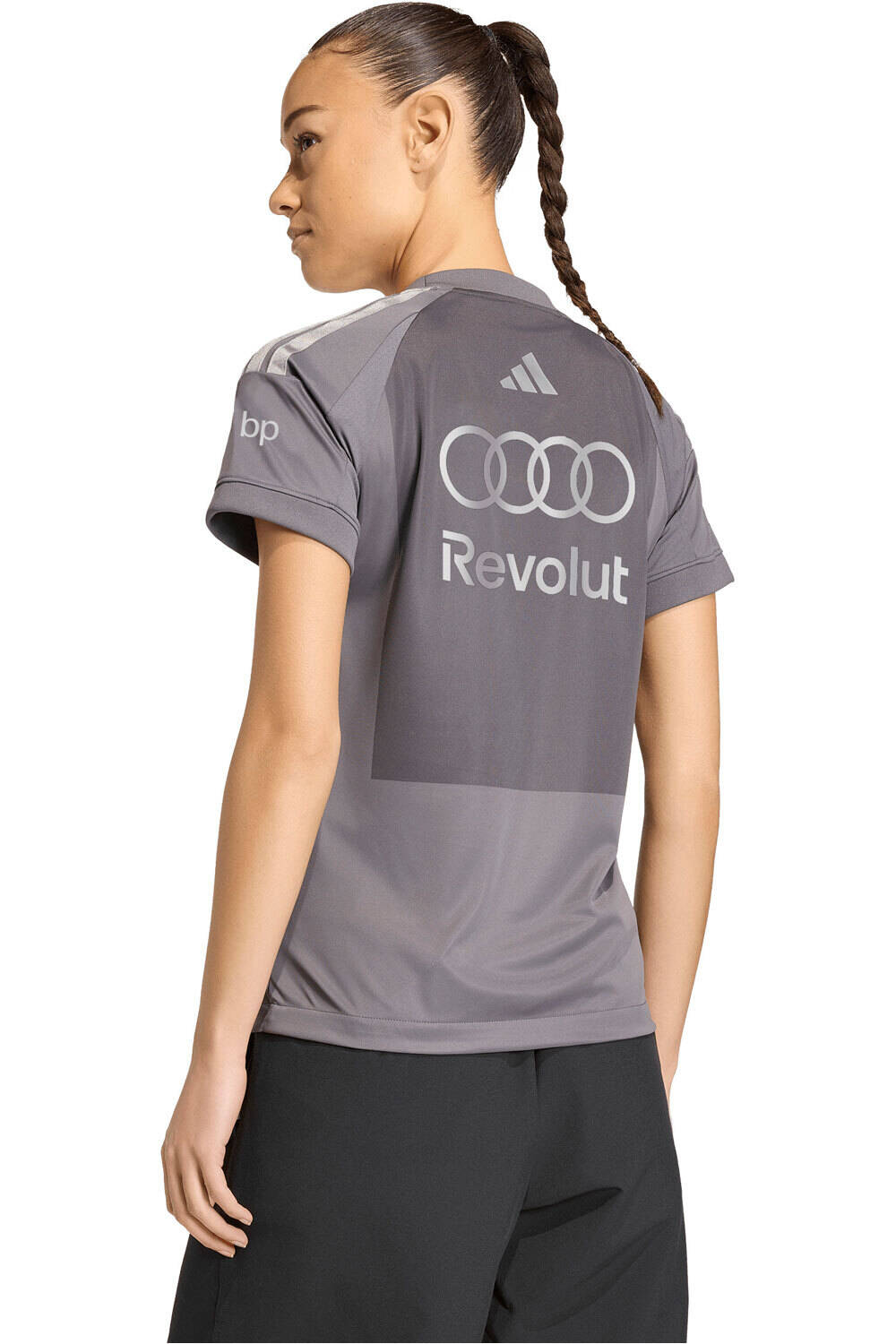 adidas camiseta manga corta mujer PILOTO AUDI F1 TEAM GRIS vista trasera