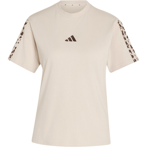 adidas camiseta manga corta mujer SEASONAL ESSENTIALS ANIMAL PRINT 3 STRIPES MARRON