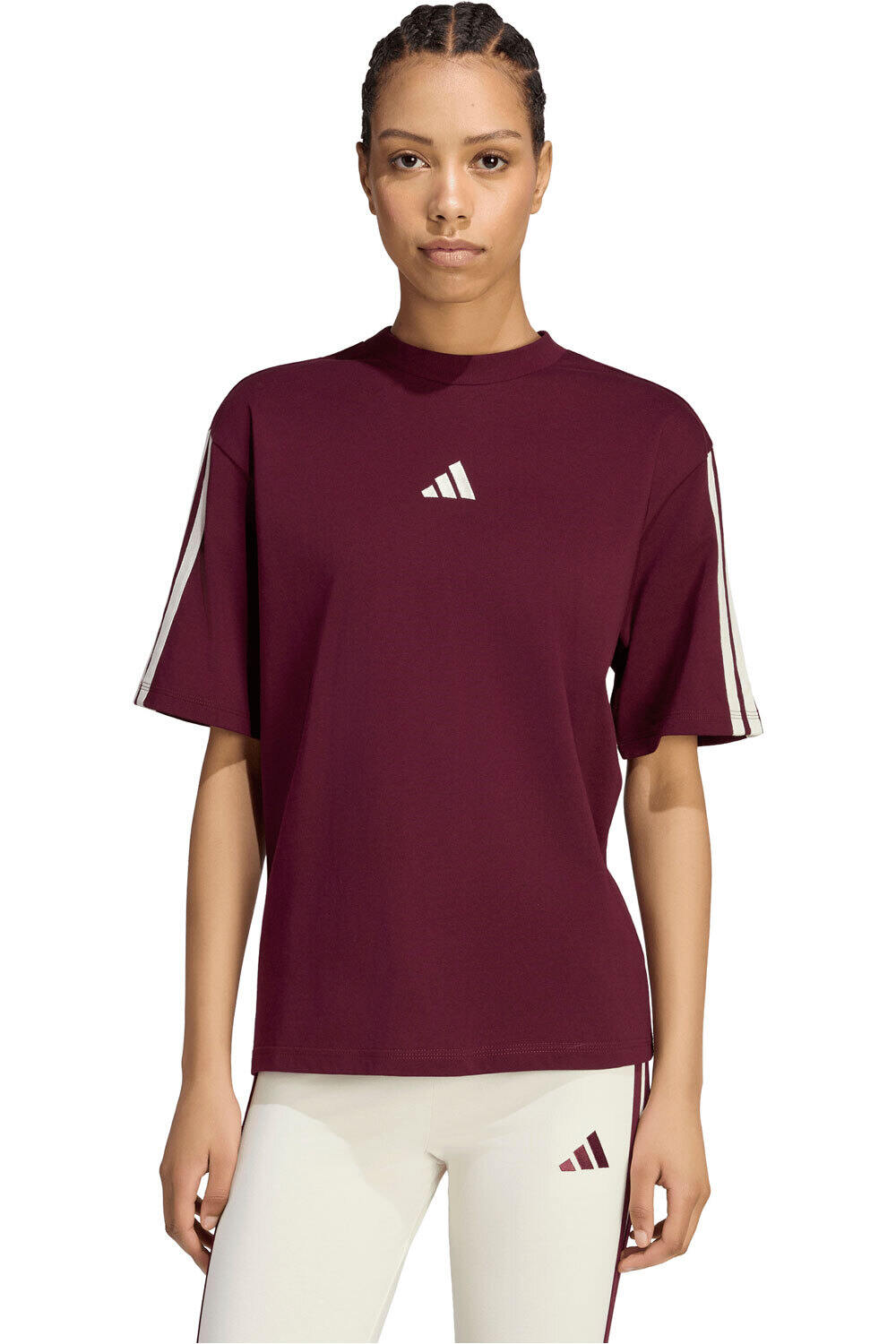adidas camiseta manga corta mujer W 3S SJ BF T ROJO vista frontal