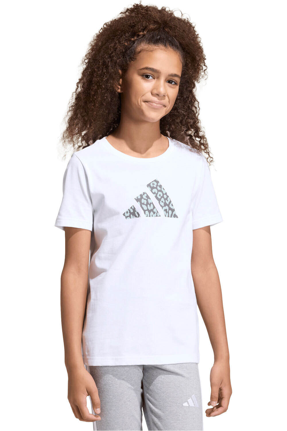 adidas camiseta manga corta niño JUNIOR GIRLS ANIMAL PRINT GRAPHIC BLANCO vista frontal