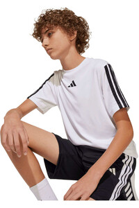 adidas camiseta manga corta niño TRAIN ESSENTIALS 3 STRIPES BLANCO vista detalle