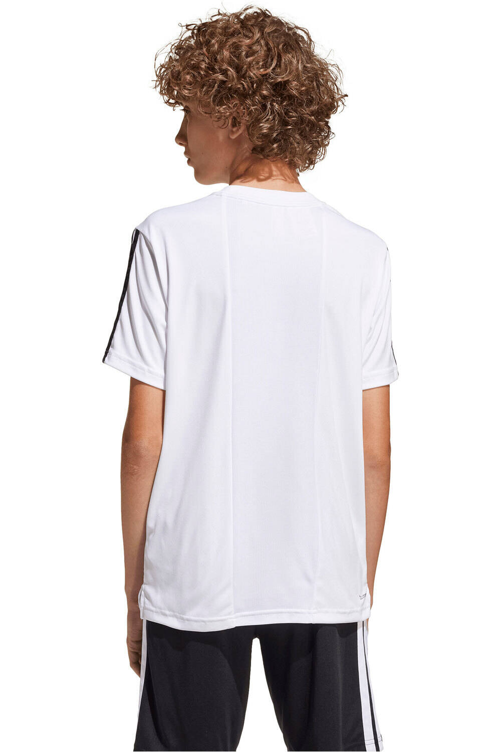 adidas camiseta manga corta niño TRAIN ESSENTIALS 3 STRIPES BLANCO vista trasera
