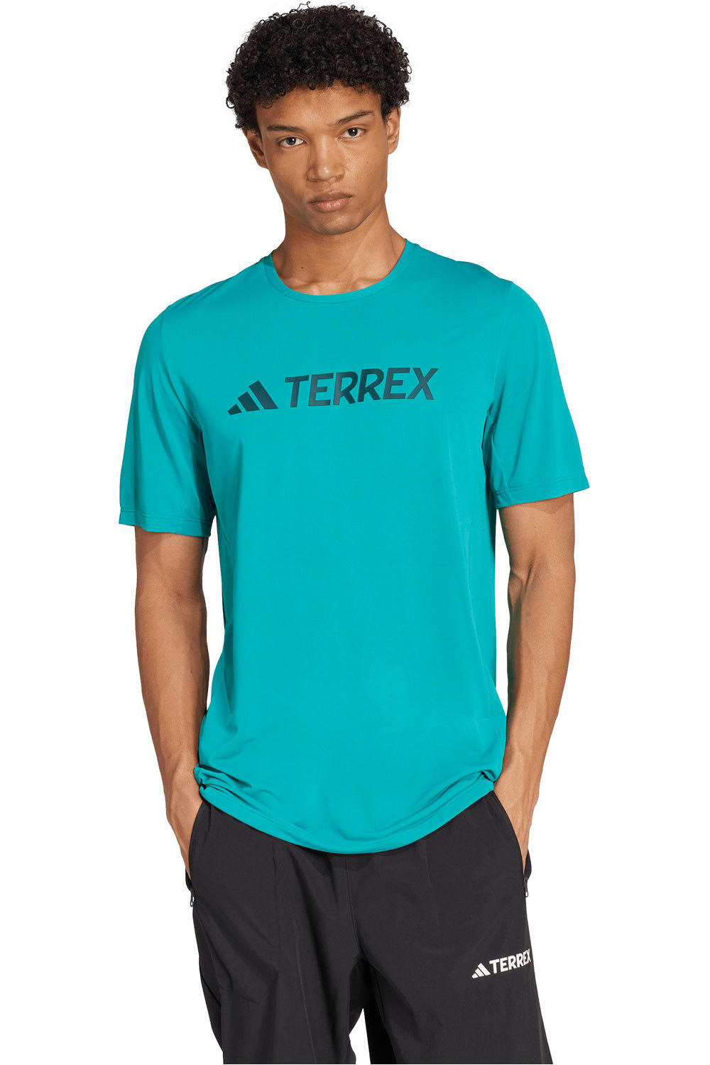 adidas camiseta montaña manga corta hombre TERREX CLIMACOOL LOGO VERDE vista frontal