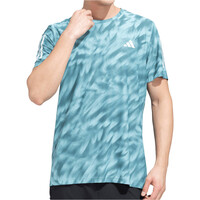 adidas camiseta técnica manga corta hombre OWN THE RUN ALLOVER PRINT VERDE vista frontal