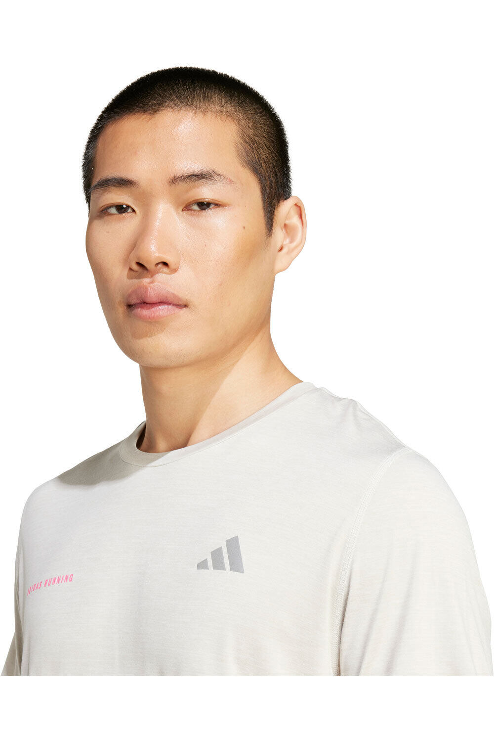 adidas camiseta técnica manga corta hombre OWN THE RUN MELANGE GRIS vista detalle