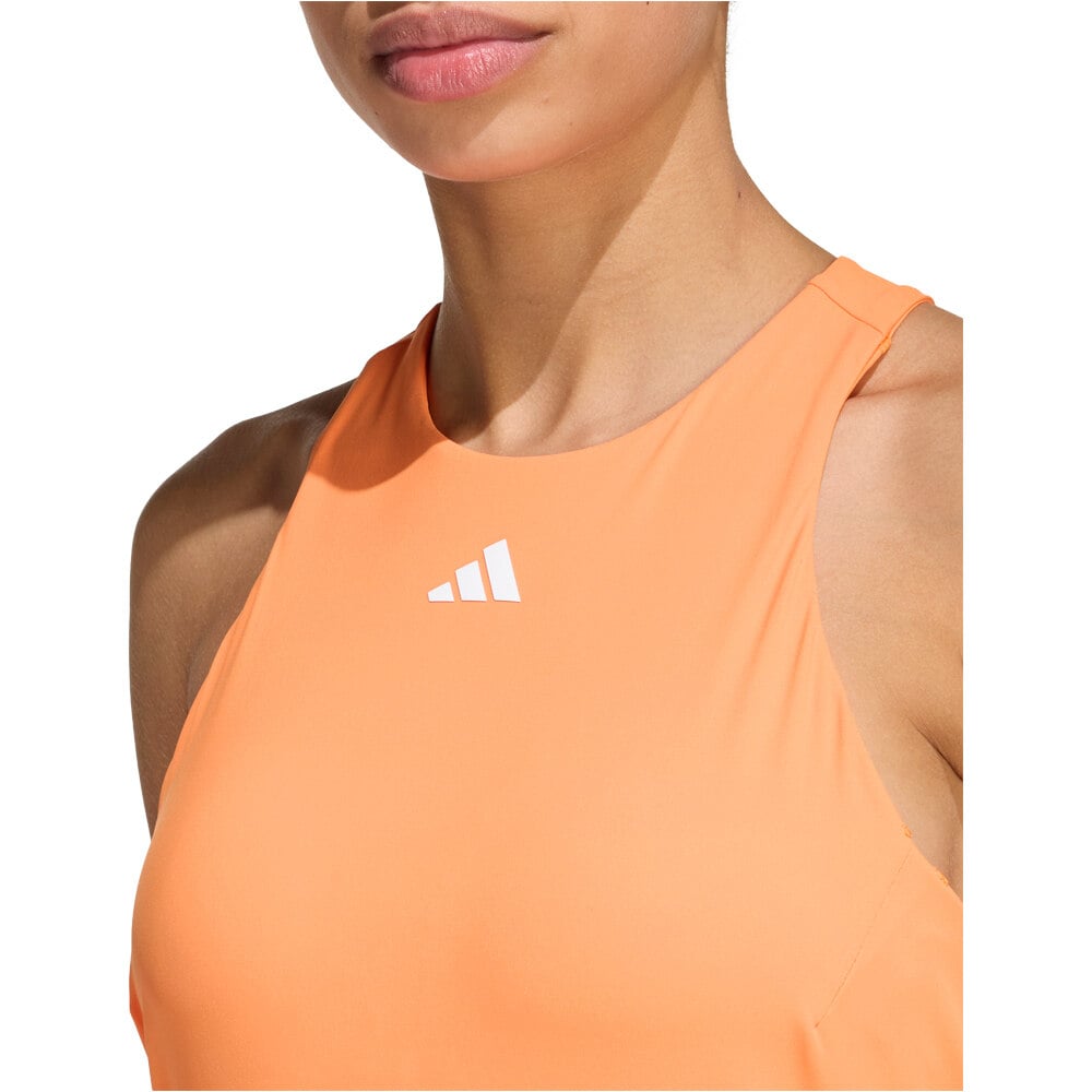 adidas camiseta tenis manga corta mujer CLIMACOOL Y NARANJA vista trasera