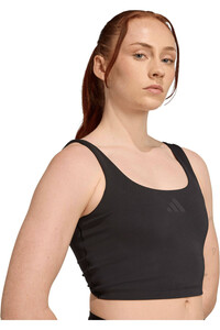 adidas camiseta tirantes fitness mujer OPTIME WORKOUT TWIST LIGHT SUPPORT NEGRO vista detalle
