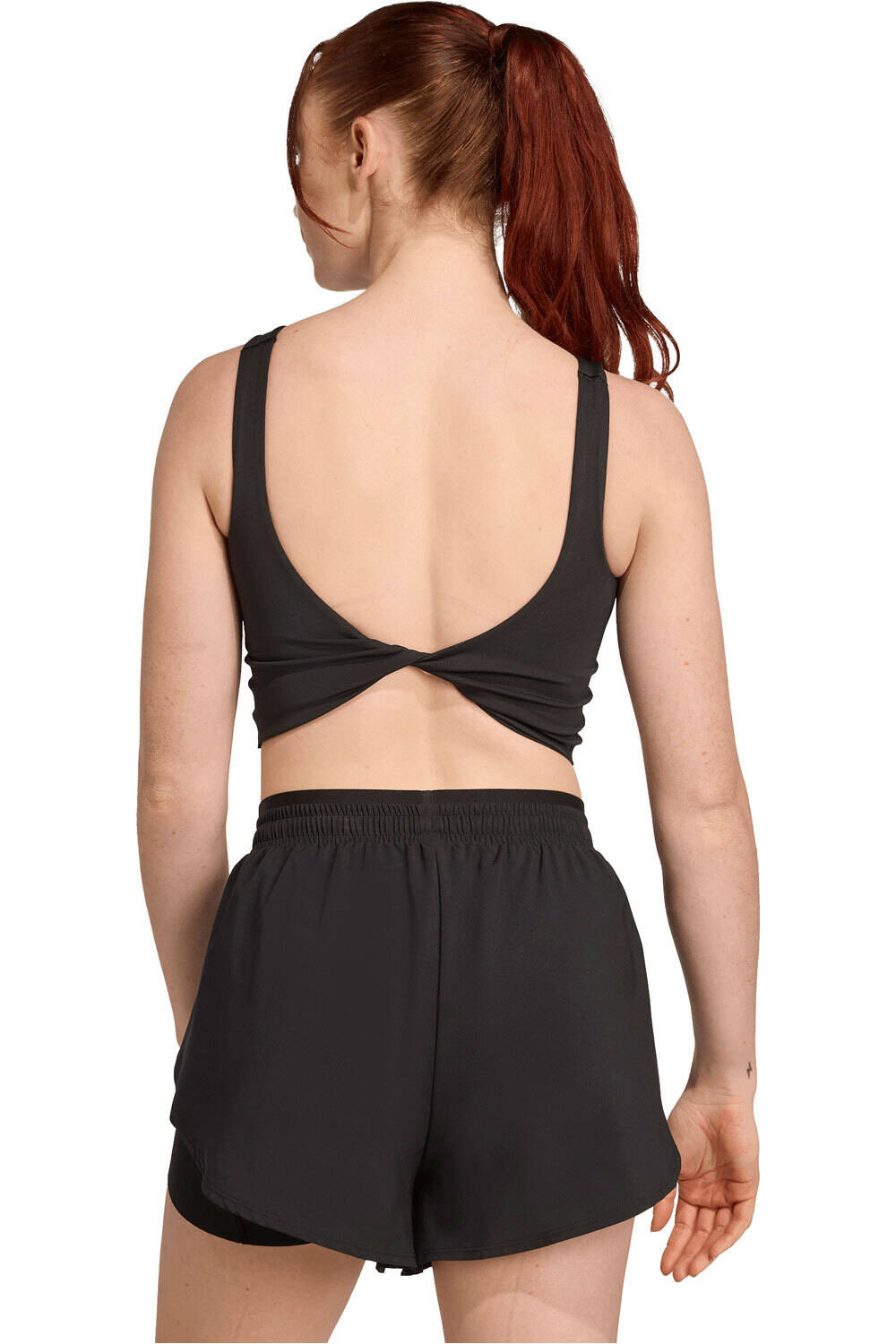 adidas camiseta tirantes fitness mujer OPTIME WORKOUT TWIST LIGHT SUPPORT NEGRO vista trasera