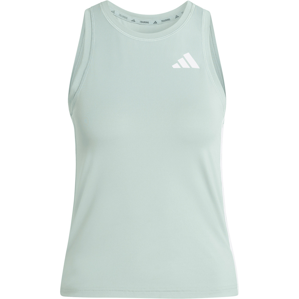 adidas camiseta tirantes fitness mujer WORKOUT ESSENTIALS 3-STRIPES AZUL 04