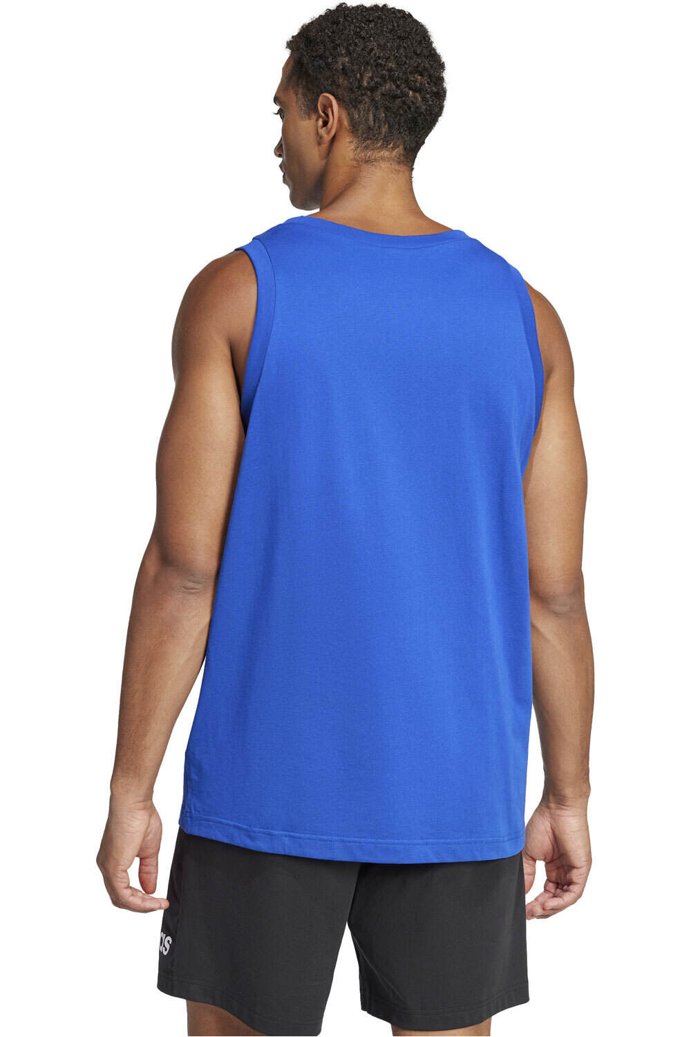 adidas camiseta tirantes hombre ESSENTIALS SMALL LOGO SINGLE AZUL vista trasera