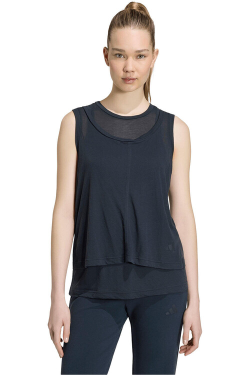 adidas camiseta tirantes mujer CAMISETA SIN MANGAS SOFT LUX SHEER NEGRO