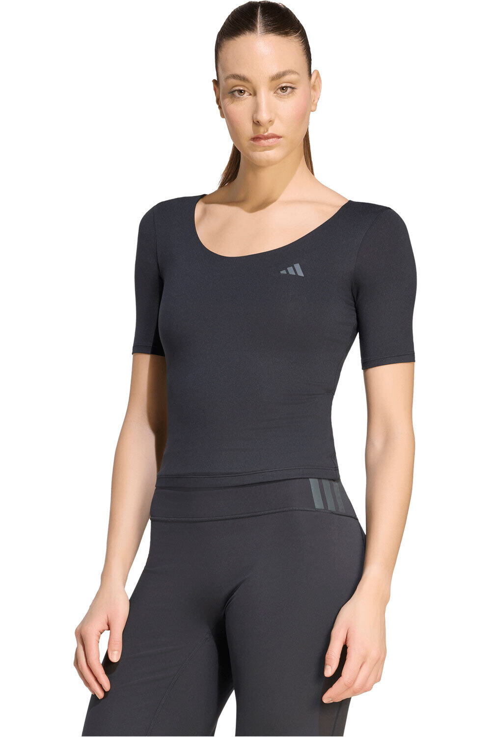 adidas camisetas fitness mujer ALL ME ESSENTIALS NEGRO vista frontal