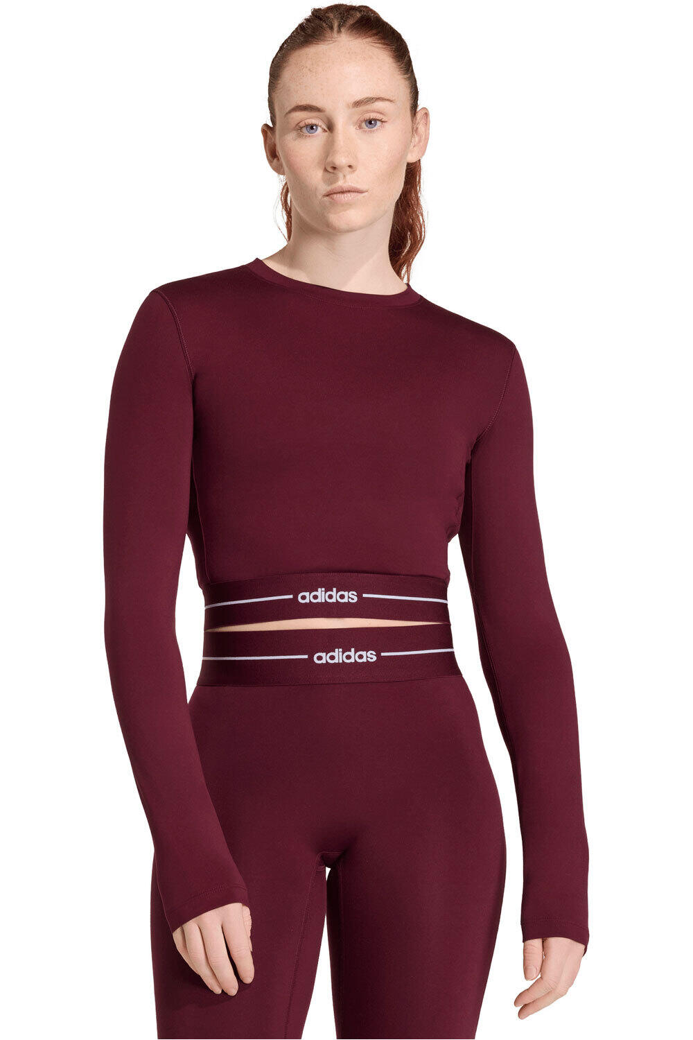 adidas camisetas fitness mujer HYPERGLAMPED ROJO vista frontal