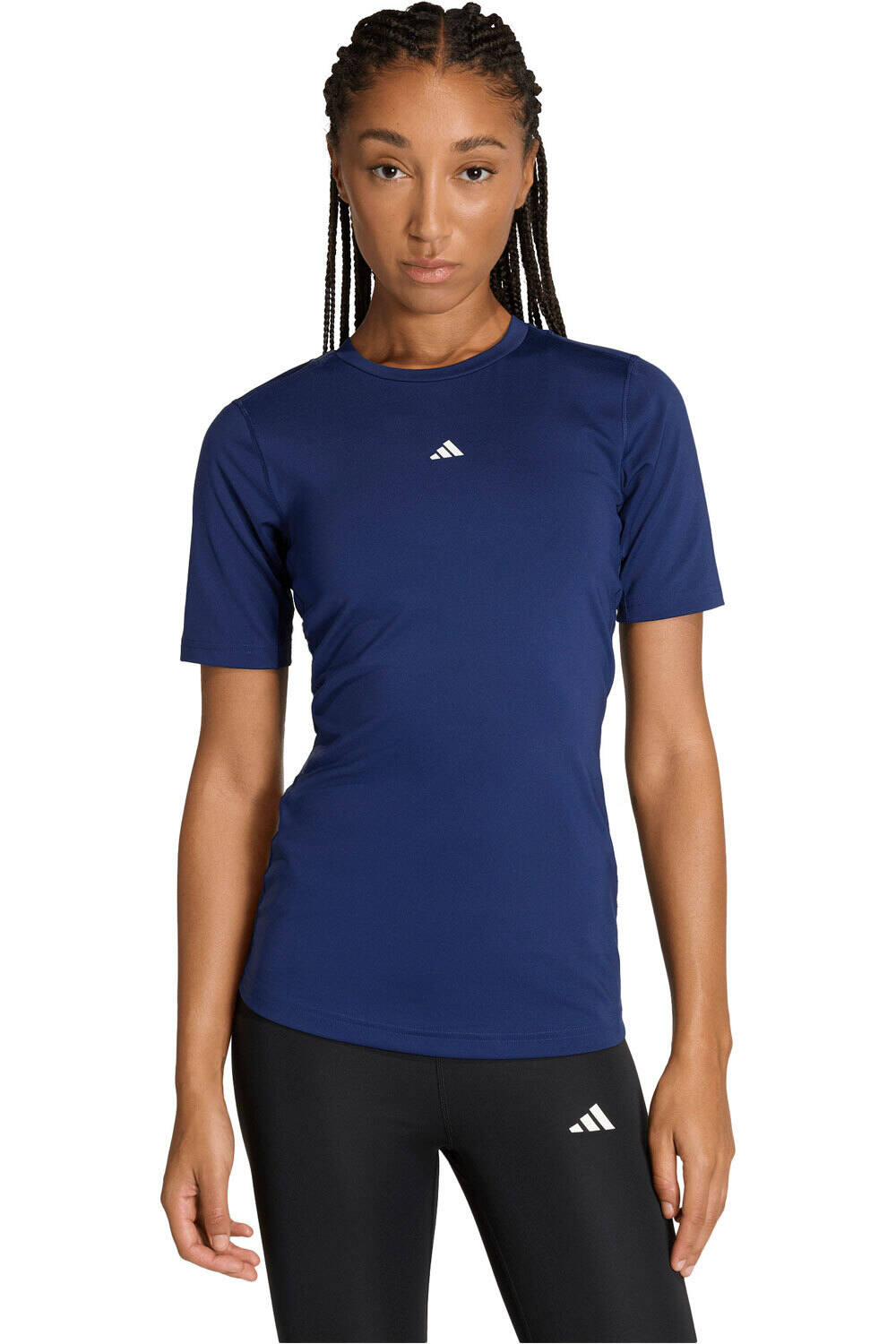 adidas camisetas fitness mujer TECHFIT AZUL vista frontal