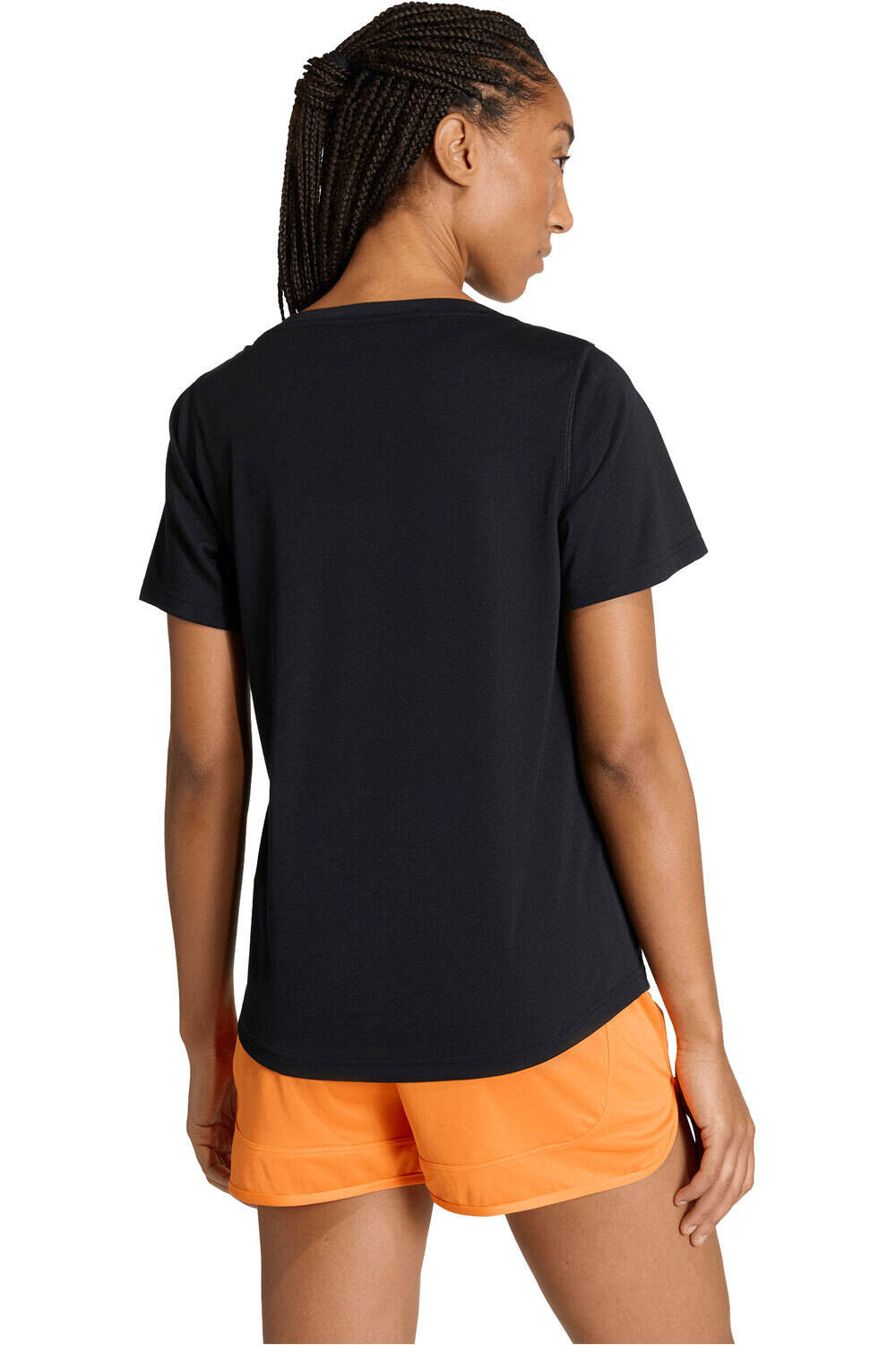 adidas camisetas fitness mujer WORKOUT ESSENTIALS SCOOP NECK NEGRO vista trasera