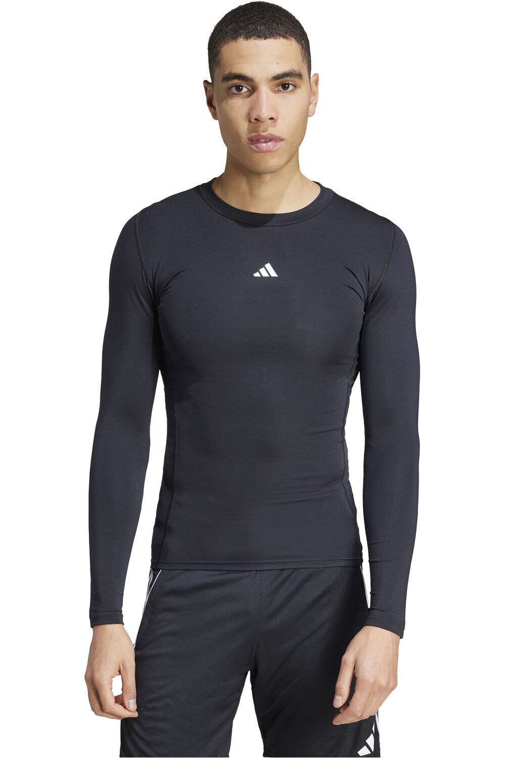 adidas camisetas fútbol manga larga TECHFIT NEGRO vista frontal