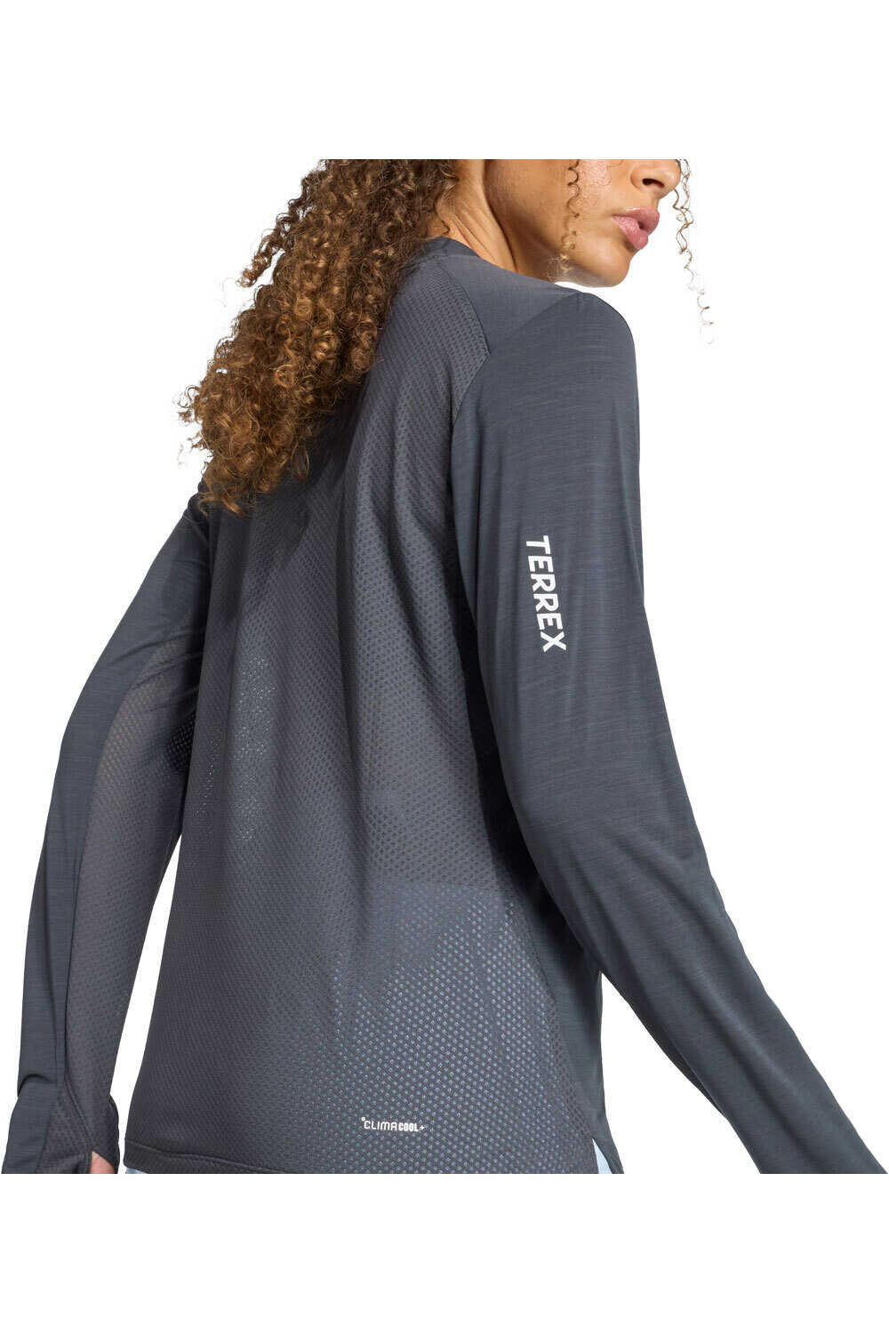 adidas camisetas trail running manga larga mujer TERREX XPERIOR CLIMACOOL+ GRIS vista detalle