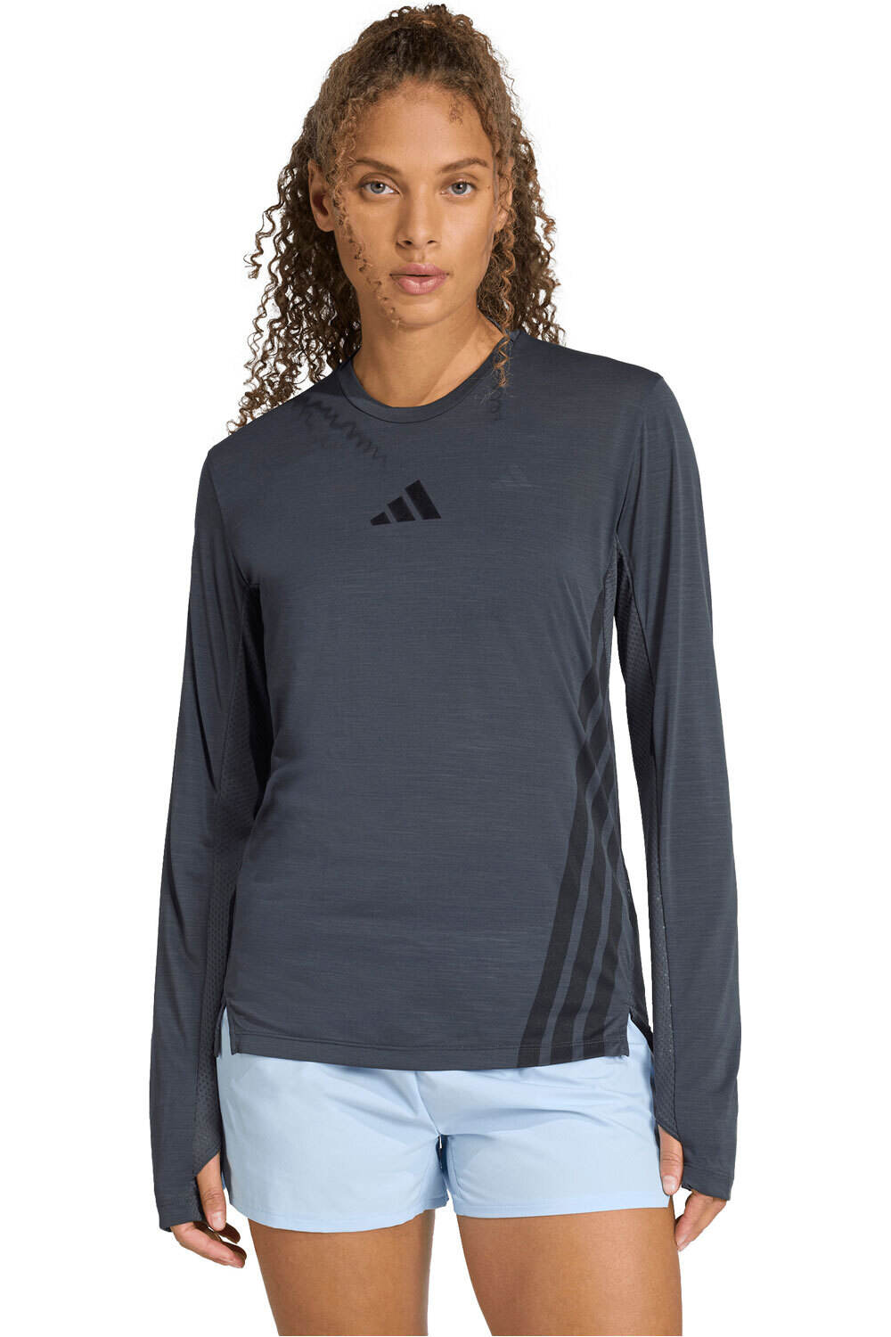 adidas camisetas trail running manga larga mujer TERREX XPERIOR CLIMACOOL+ GRIS vista frontal