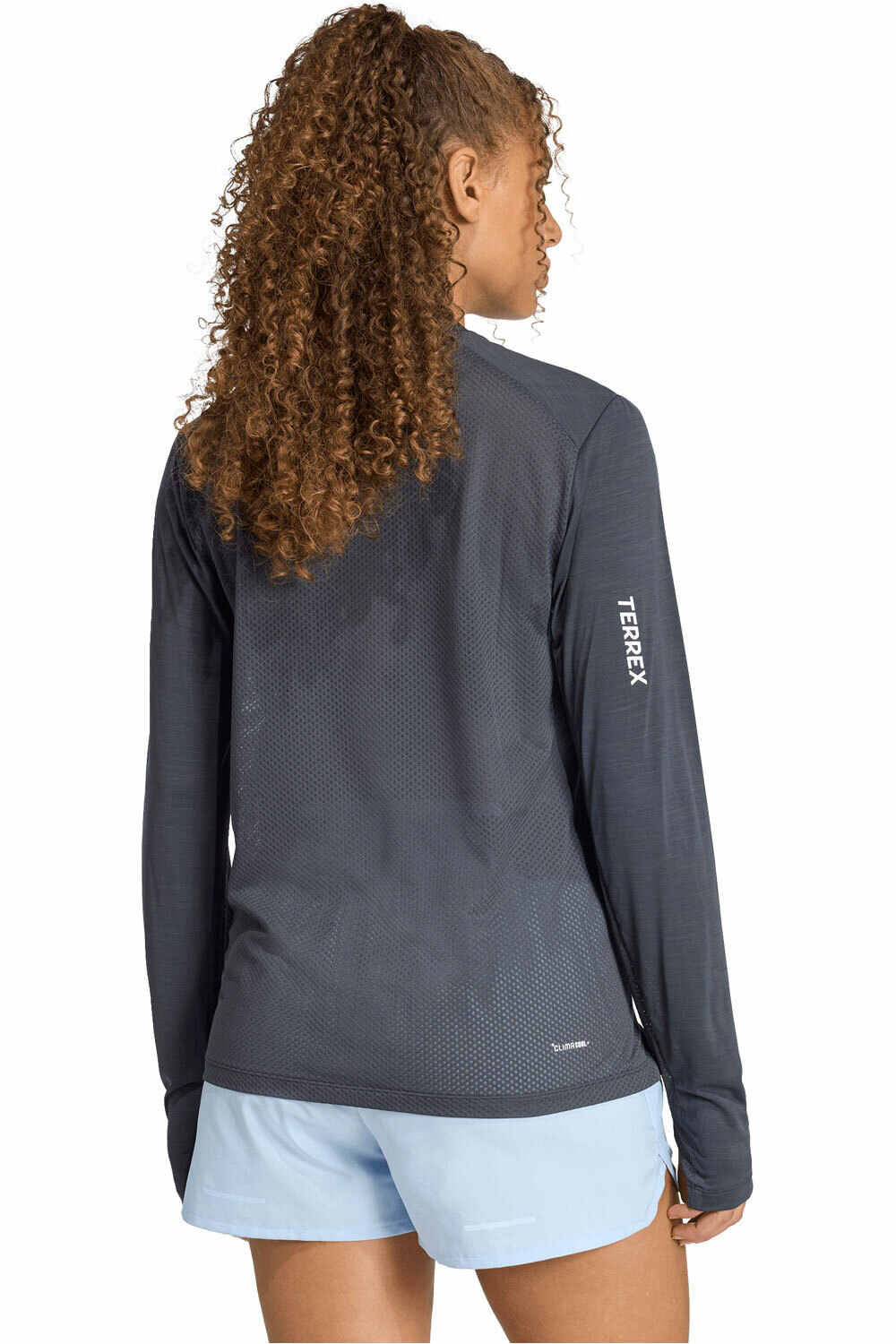 adidas camisetas trail running manga larga mujer TERREX XPERIOR CLIMACOOL+ GRIS vista trasera