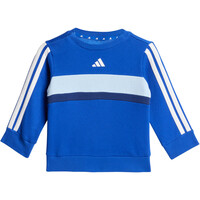 adidas chándal bebé SEASONAL ESSENTIALS TIBERIO 3 STRIPES CREW SET AZUL vista trasera