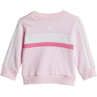 adidas chándal bebé SEASONAL ESSENTIALS TIBERIO 3 STRIPES CREW SET ROSA vista trasera