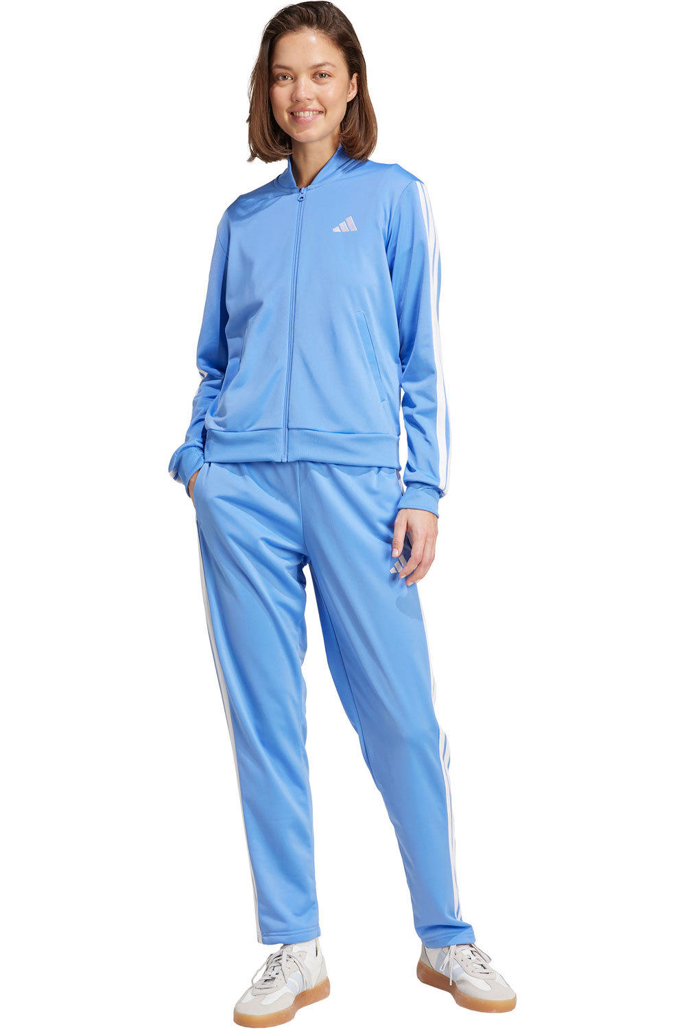 adidas chándal mujer ESSENTIALS 3 STRIPES AZUL vista frontal