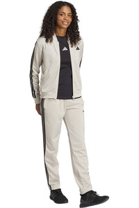 adidas chándal mujer ESSENTIALS 3 STRIPES MARRON vista detalle