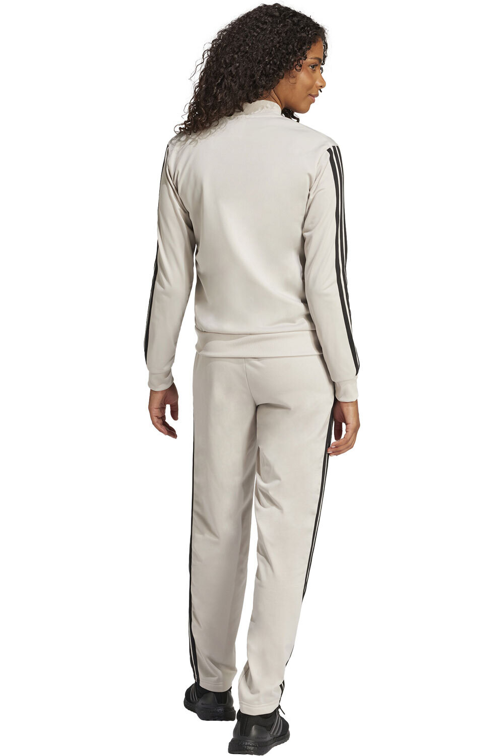 adidas chándal mujer ESSENTIALS 3 STRIPES MARRON vista trasera