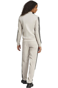 adidas chándal mujer ESSENTIALS 3 STRIPES MARRON vista trasera