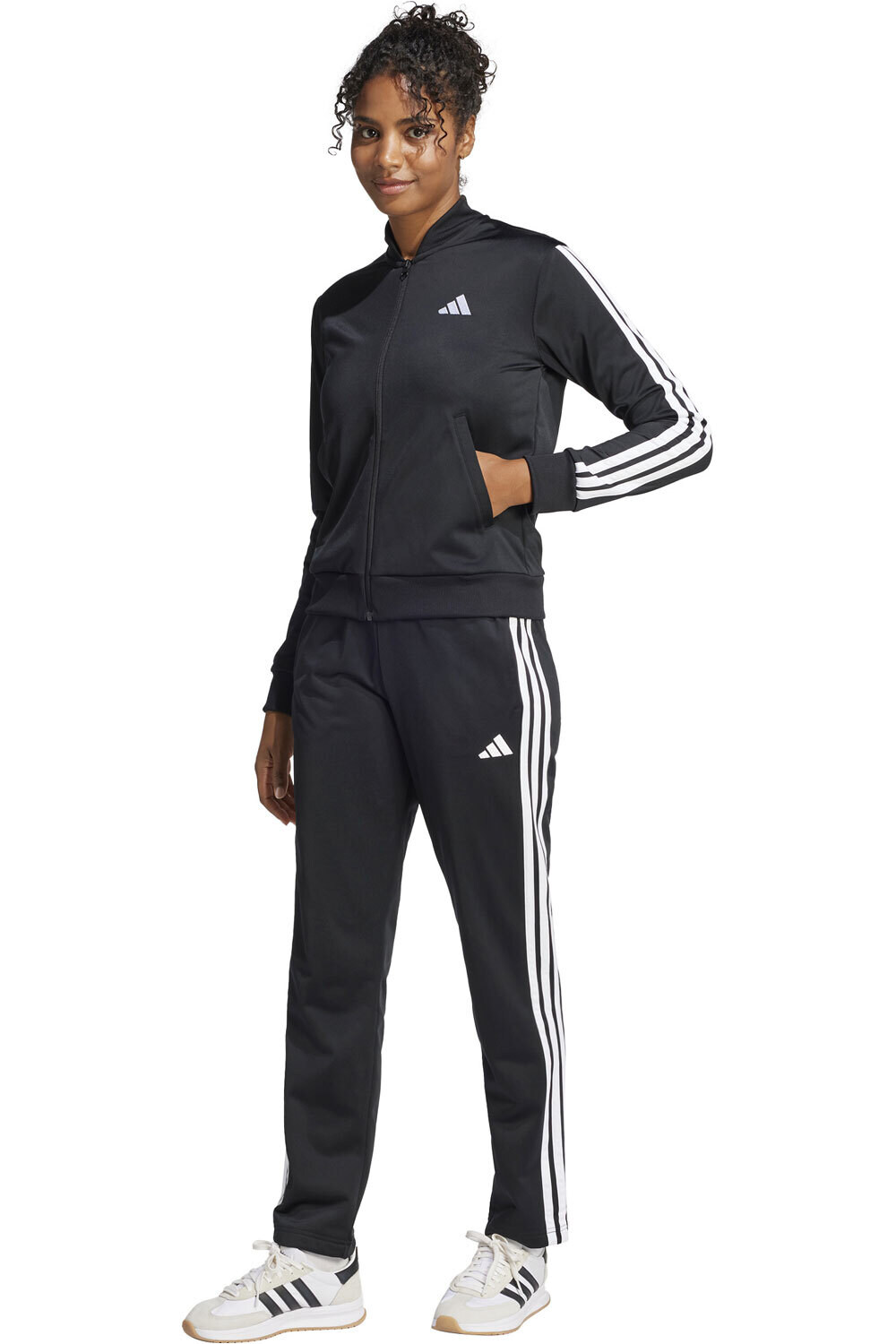 adidas chándal mujer SPORTSWEAR 3 STRIPES NEGRO vista frontal