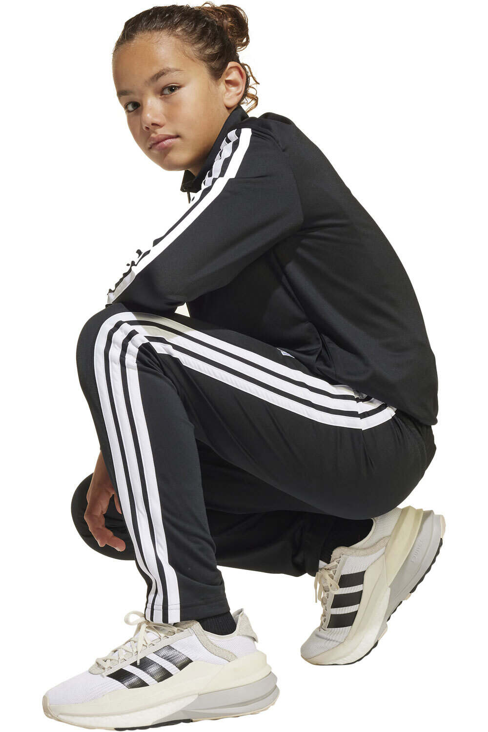 adidas chándal niña ESSENTIALS 3 STRIPES NEGRO 04