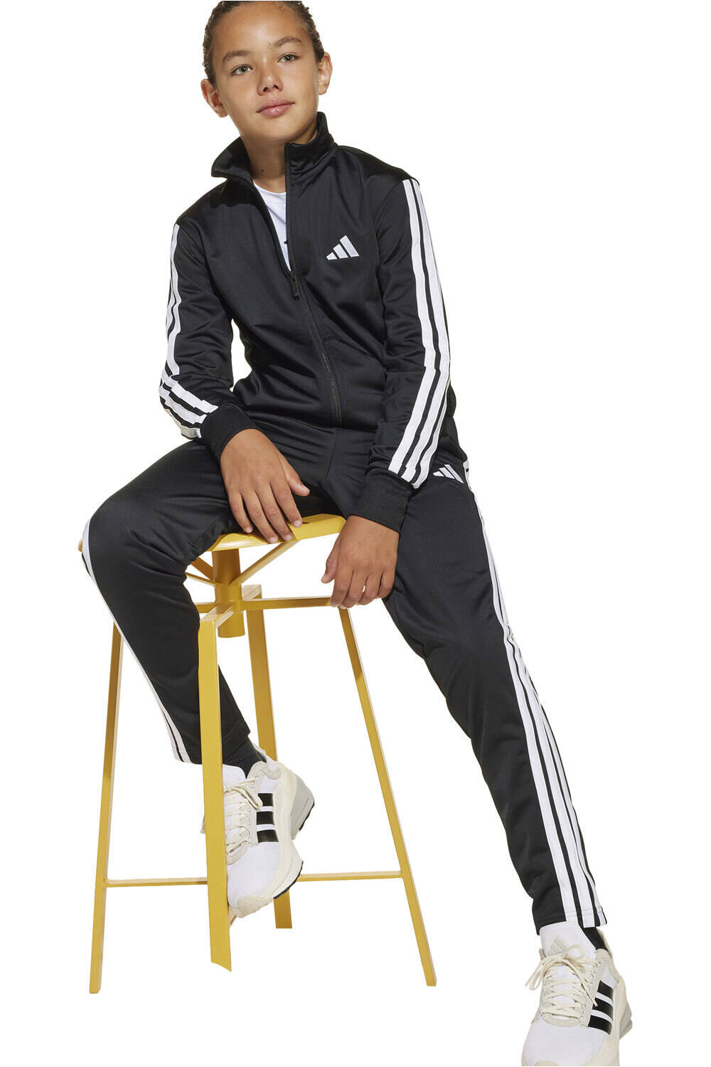 adidas chándal niña ESSENTIALS 3 STRIPES NEGRO vista detalle
