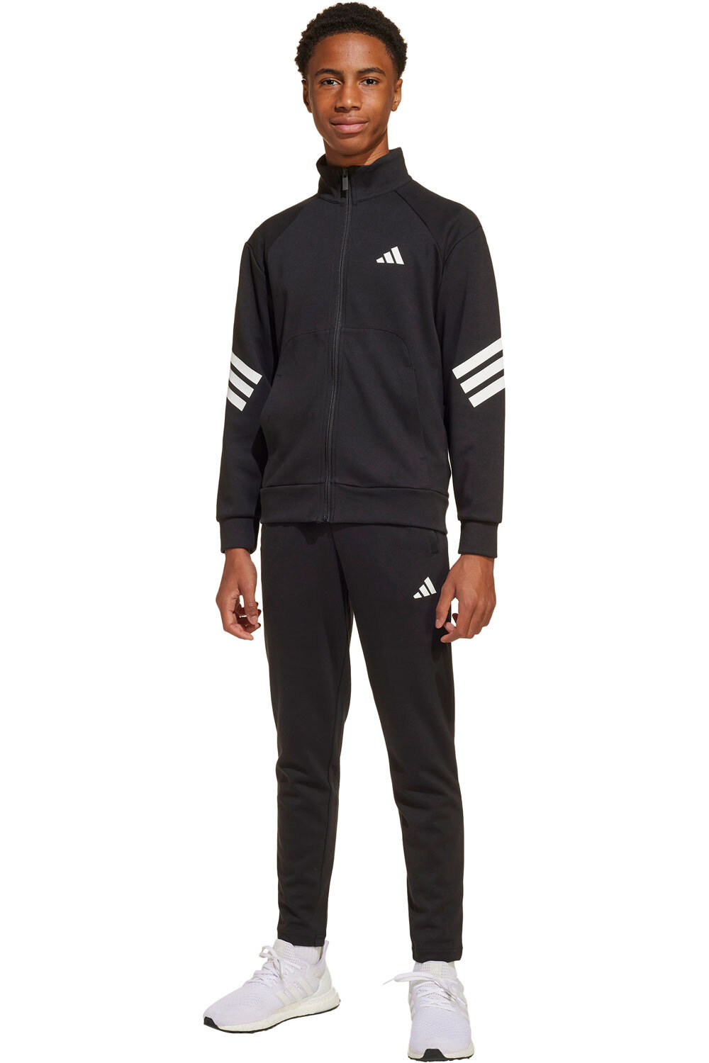adidas chándal niño FUTURE ICONS 3 STRIPES NEGRO vista frontal