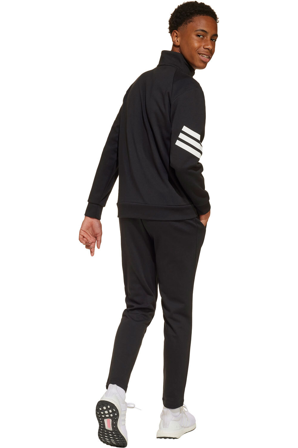 adidas chándal niño FUTURE ICONS 3 STRIPES NEGRO vista trasera