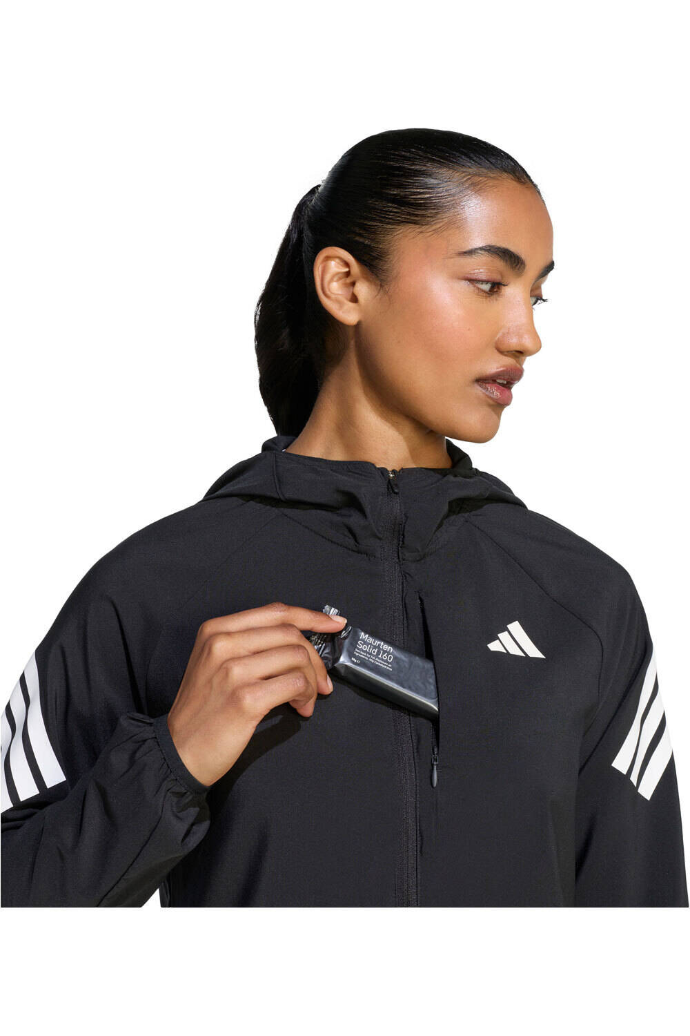 adidas CHAQUETA RUNNING MUJER ADI365 3 STRIPES NEGRO vista detalle