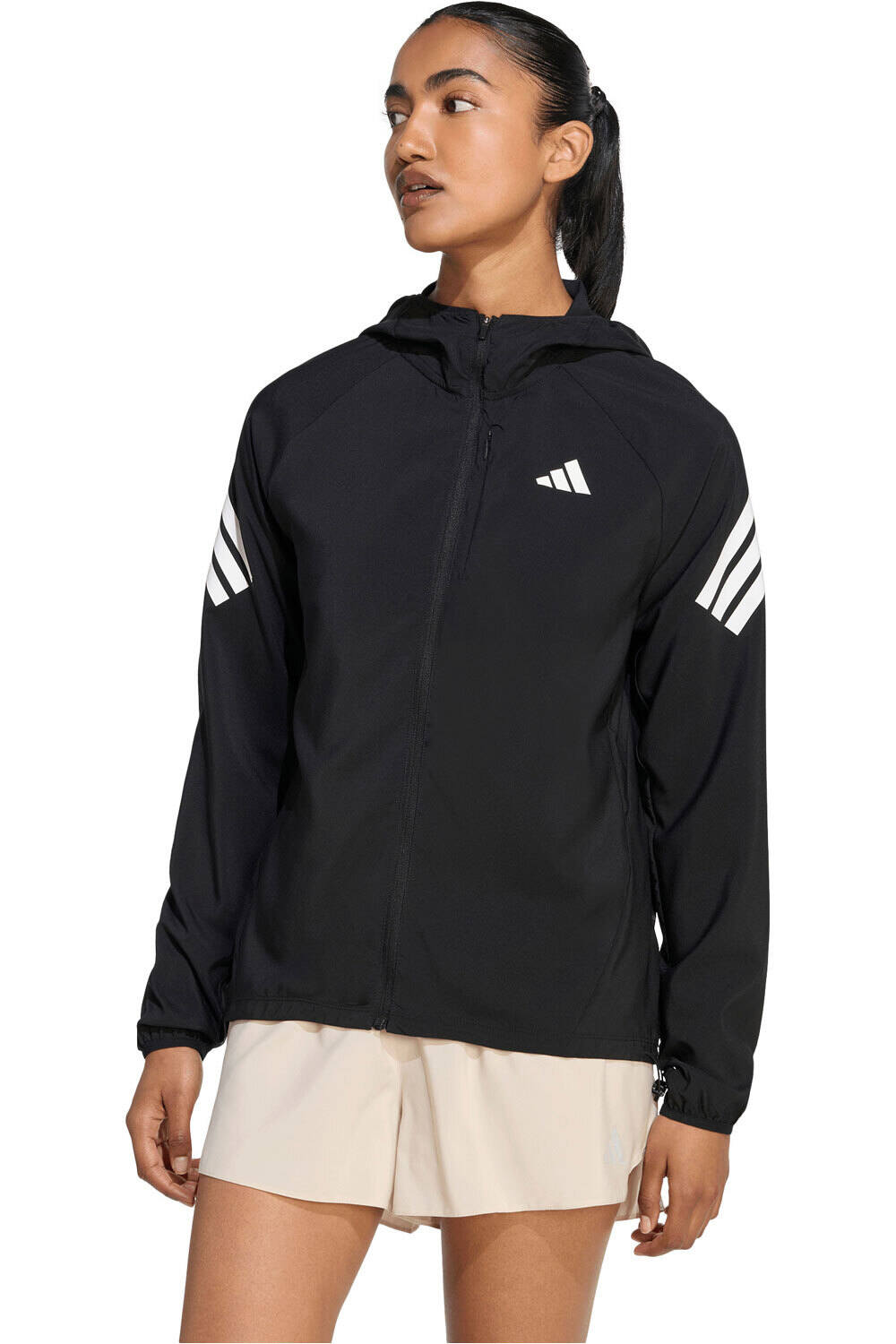 adidas CHAQUETA RUNNING MUJER ADI365 3 STRIPES NEGRO vista frontal