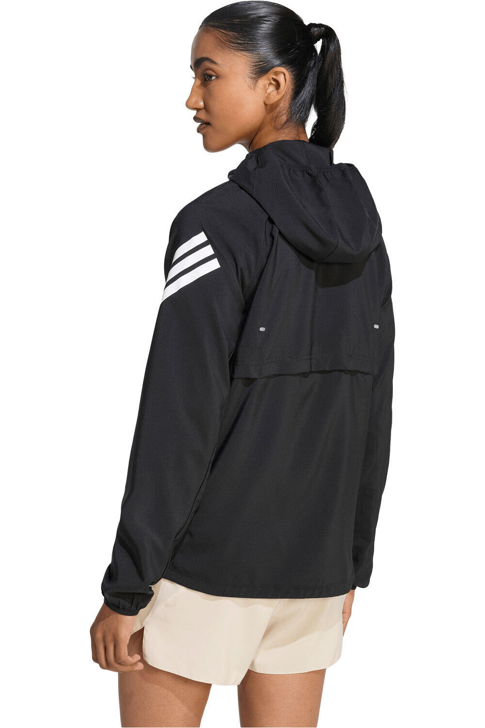 adidas CHAQUETA RUNNING MUJER ADI365 3 STRIPES NEGRO vista trasera